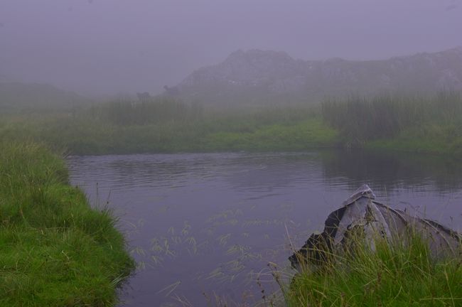 Some metalwork in a lake