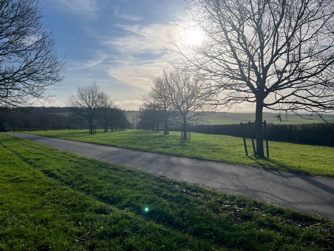 The view looking down towards the countryside
